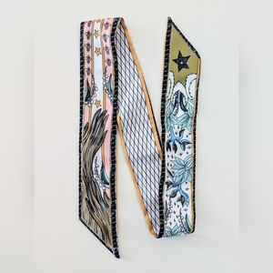 Multicolor Patterned Silk Scarf Twilly